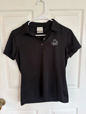 Nike Black Golf Polo with White Embroidered Pevely Farm's Logo